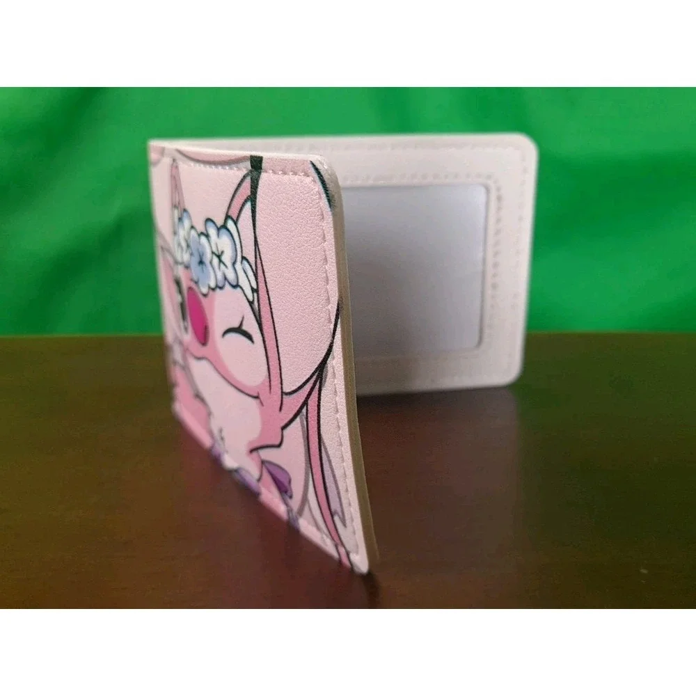 New Angel Lilo & Stitch Bi-Fold Card Or ID Holder Pink‎ Faux Leather